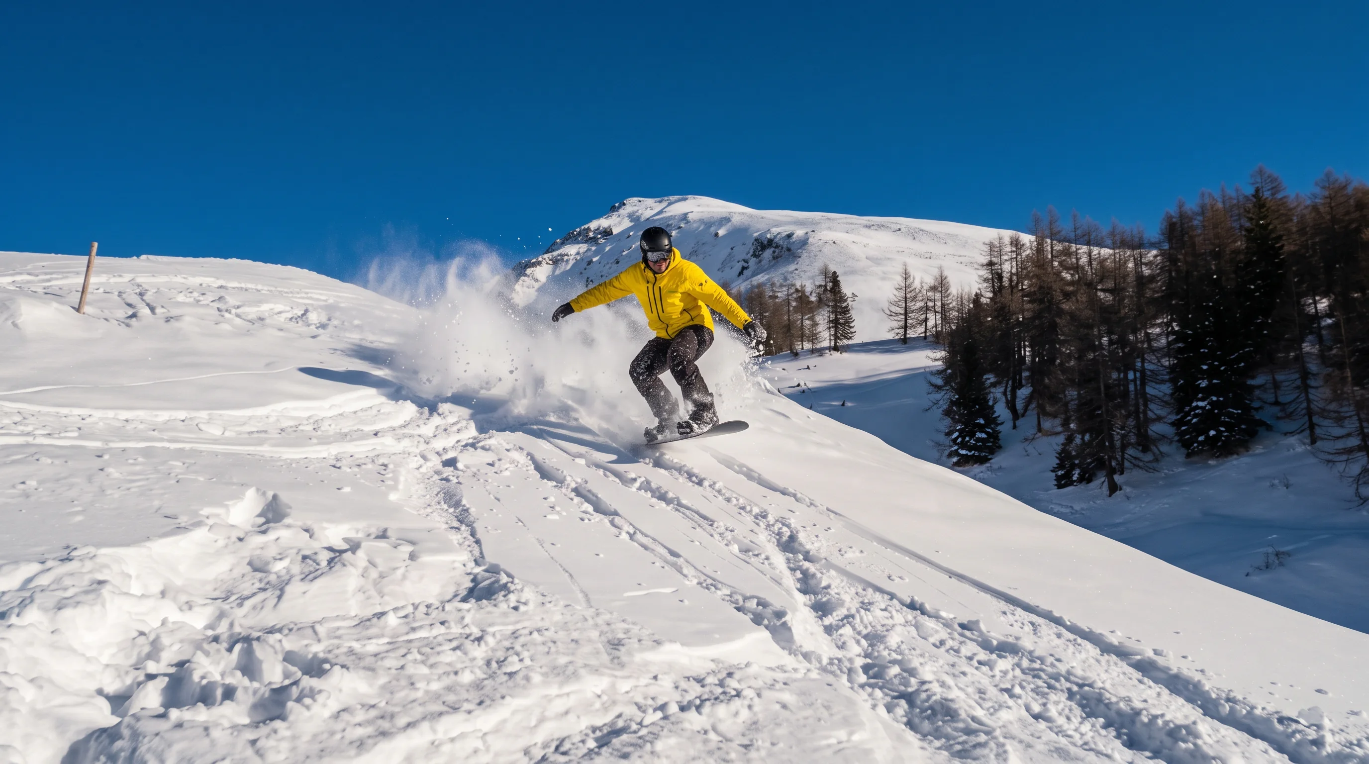 Snowboarder beim Freeriden im Bereich der Skiroute 1 von Heiligenblut
